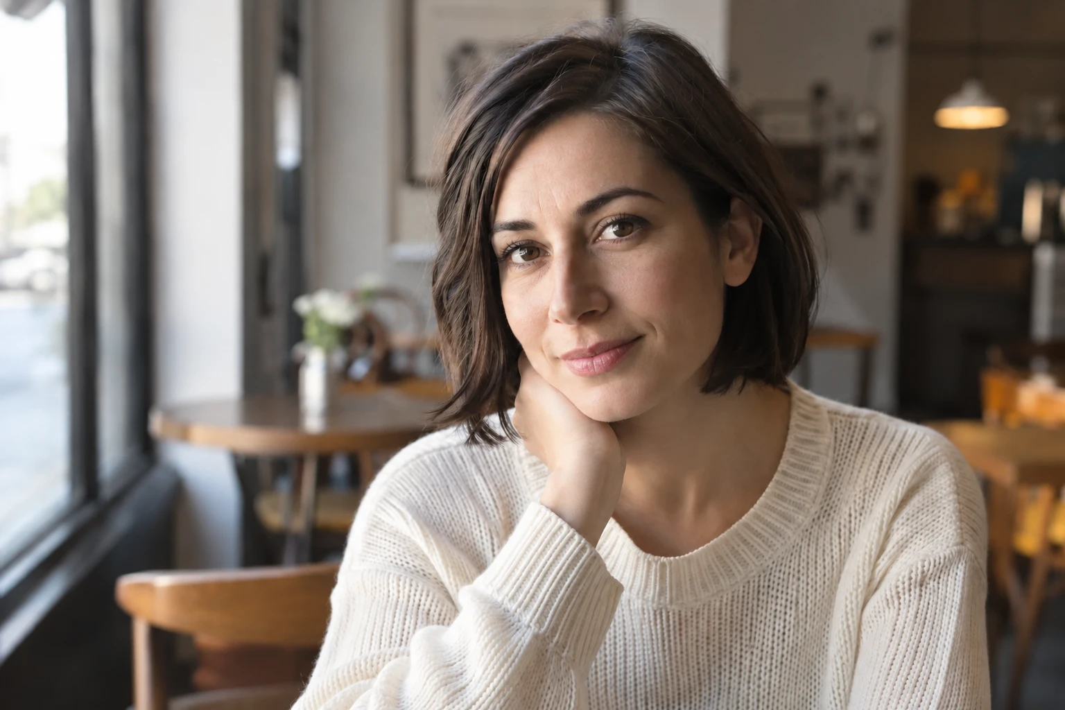The cafe portrait with softer, warmer light and gentler facial shadows