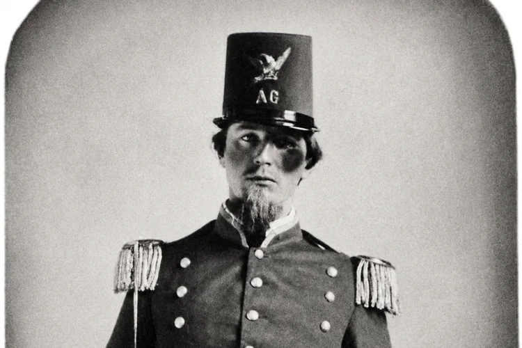 The same 1860s uniform portrait after restoration, with clear contrast and no dust