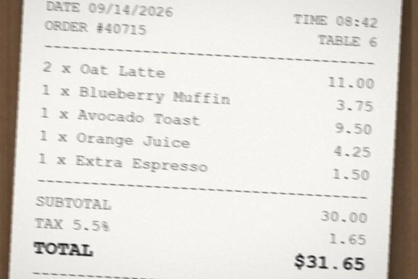 Blurry receipt photo where the date, items and prices are hard to read